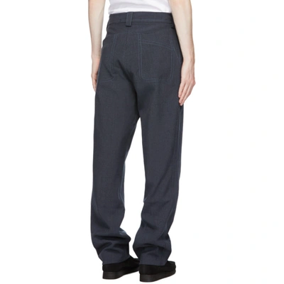 Shop Jacquemus Navy Wool 'le Pantalon De Costume' Trousers