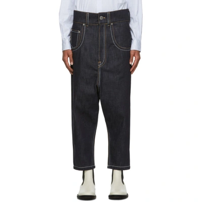 Shop Lanvin Navy Low Crotch Jeans In 29 Navyblue