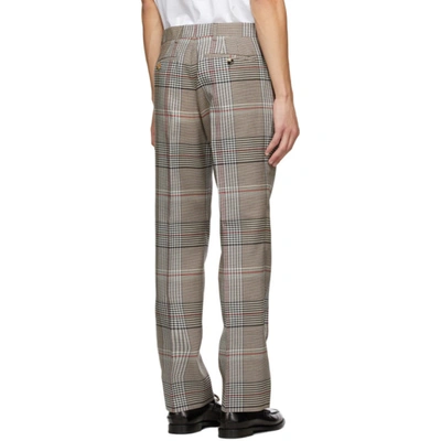 Shop Burberry Beige Plaid Slim Trousers