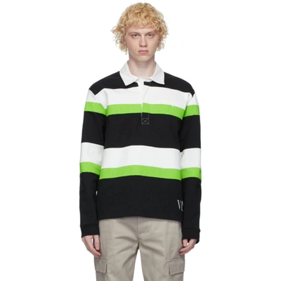 Shop Valentino Black & Green Jelly Block Long Sleeve Polo In Lf5 Nero/bi