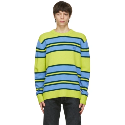Shop Acne Studios Green & Blue Wool Striped Sweater In Greenblue