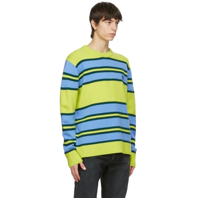 Shop Acne Studios Green & Blue Wool Striped Sweater In Greenblue