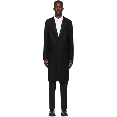 Shop Valentino Black Virgin Wool Long Coat In 0no Nero 0