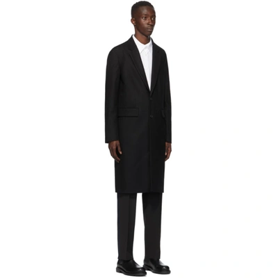 Shop Valentino Black Virgin Wool Long Coat In 0no Nero 0