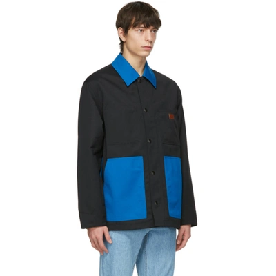 Shop Acne Studios Black & Blue Twill Workwear Jacket In Blackroyalb