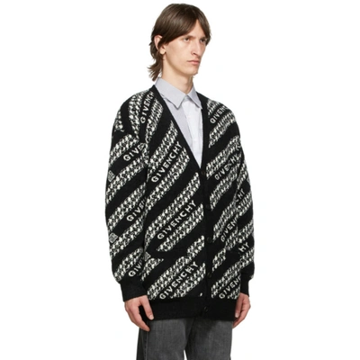 Shop Givenchy Black & White Oversized Chain Cardigan In 004-black/w
