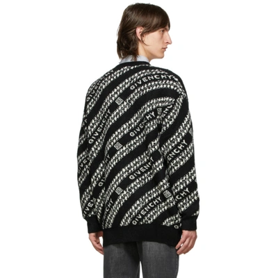 Shop Givenchy Black & White Oversized Chain Cardigan In 004-black/w