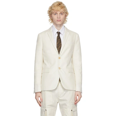 Shop Fendi White Cotton Sports Blazer In F0qk9 Pearl