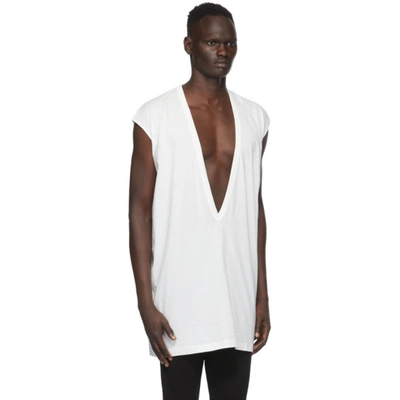 Shop Rick Owens White Dylan Sleeveless T-shirt In 110 White