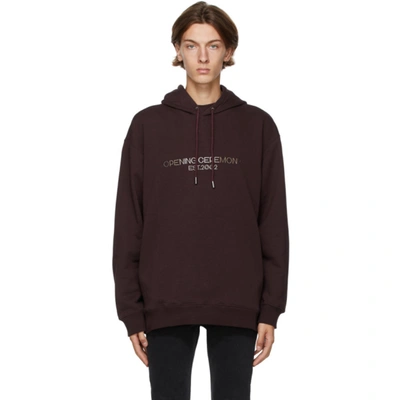 Shop Opening Ceremony Brown Embroidered Logo Hoodie In Deep Eggpla