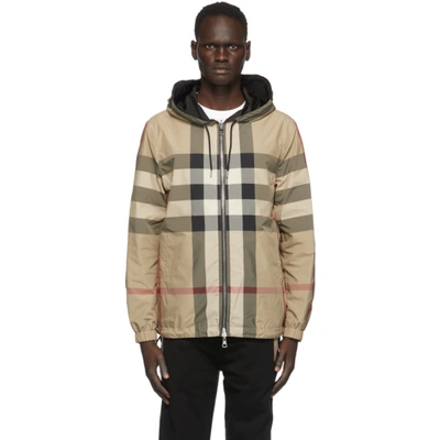 Shop Burberry Reversible Beige And Black Recycled Nylon Jacket In Archv Beige