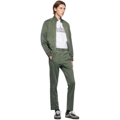 Shop Palm Angels Green Garment-dyed Track Pants In Forest Gree