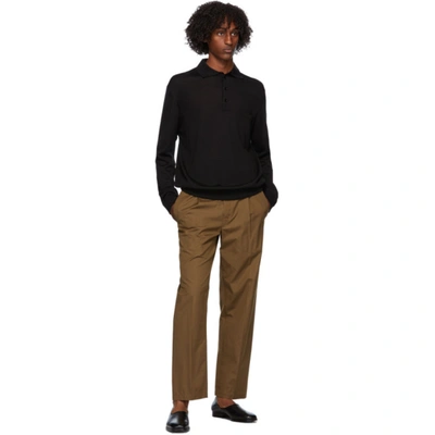 Shop Lemaire Brown Pleated Drawstring Trousers In 420 Tobacco