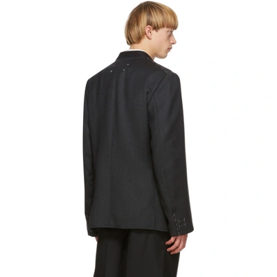 Shop Maison Margiela Grey Wool Covert Blazer In 855m Drkgre