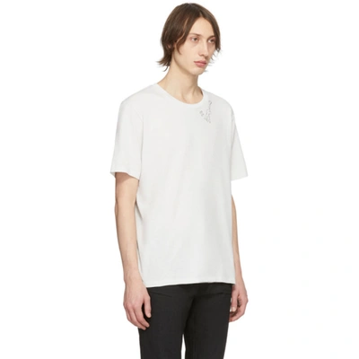 Shop Saint Laurent Off-white Guitar Print T-shirt In 9766drtecru