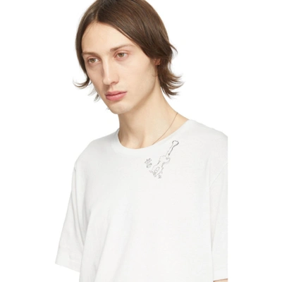 Shop Saint Laurent Off-white Guitar Print T-shirt In 9766drtecru