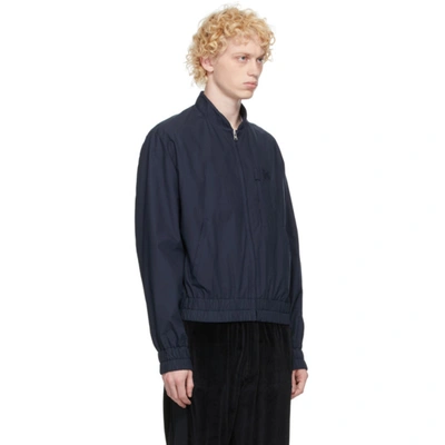 Shop Kenzo Navy Gabardine Bomber Jacket In 76 Navy Blu