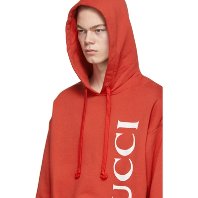 Shop Gucci Red Logo Hoodie In 6068 Red