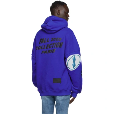 Shop We11 Done Blue Stacked Logo Hoodie