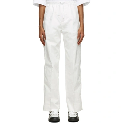 Shop Valentino White Gabardine Drawstring Trousers In 001 Bianco