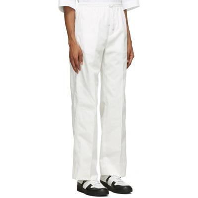 Shop Valentino White Gabardine Drawstring Trousers In 001 Bianco
