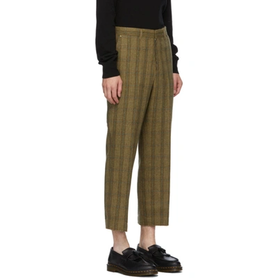 Shop Andersson Bell Khaki Raw-cut Wool Trousers In Kh.glen Che