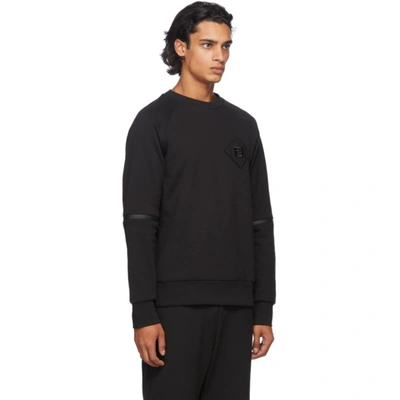 Shop Fendi Black 'forever ' Detail Sweatshirt In F0gme Black