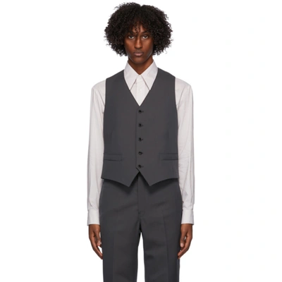 Shop Lemaire Grey Wool Vest In 968 Dark Gr