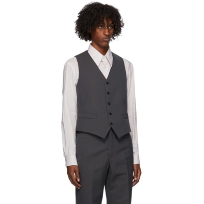 Shop Lemaire Grey Wool Vest In 968 Dark Gr