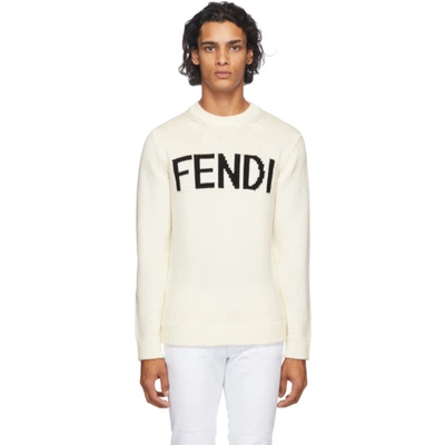 FENDI 灰白色羊毛徽标毛衣