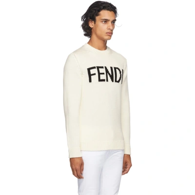 Shop Fendi Off-white Wool Logo Sweater In F0qa0 White