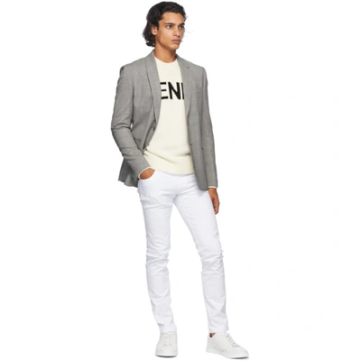 Shop Fendi Off-white Wool Logo Sweater In F0qa0 White