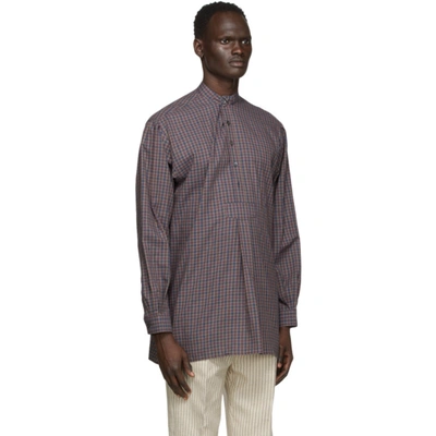 Shop Martin Asbjorn Purple Check Keith Shirt