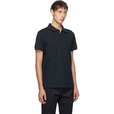 Shop Saint Laurent Navy Piqué Monogramme Polo In 4240 Marine