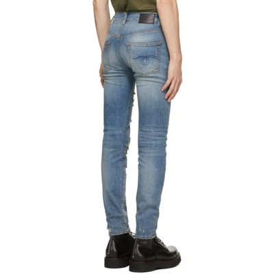 Shop R13 Blue Distressed Skate Jeans In Cromwell