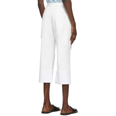 Shop Loewe White Turn Up Patch Pocket Trousers In 2100 White