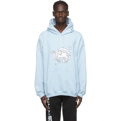 Shop Vetements Blue Magic Unicorn Hoodie In Baby Blue 14619633