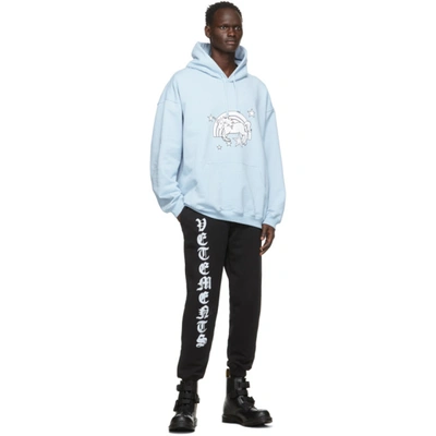 Shop Vetements Blue Magic Unicorn Hoodie In Baby Blue 14619633