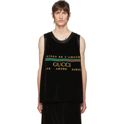 Shop Gucci Black Chenille Tank Top In 1082 Blkmul