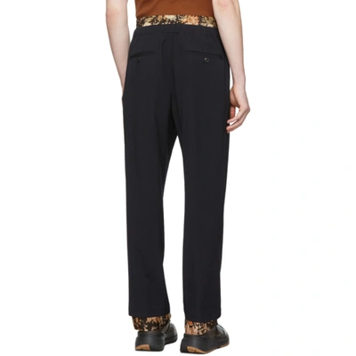 Shop Dries Van Noten Navy Wool Double Waistband Trousers