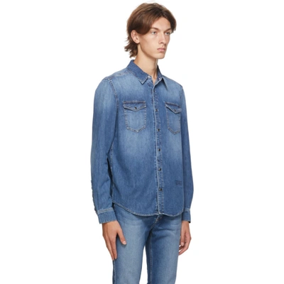 Shop Givenchy Blue Denim Shirt In 420-medium