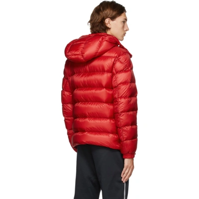 Shop Moncler Red Down Arves Jacket In 455 Red
