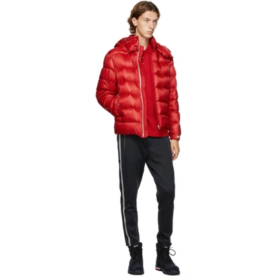 Shop Moncler Red Down Arves Jacket In 455 Red