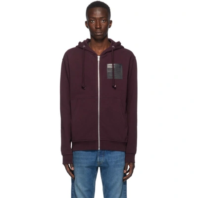 Shop Maison Margiela Burgundy 'stereotype' Zip-up Hoodie In 227 Bordeau