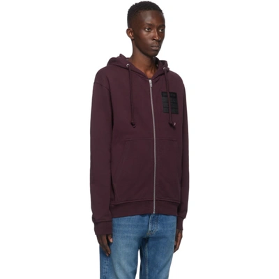 Shop Maison Margiela Burgundy 'stereotype' Zip-up Hoodie In 227 Bordeau