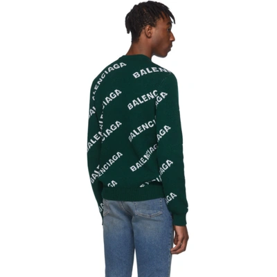 All Over Logo Wool Jacquard Sweater In Green