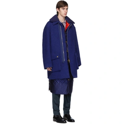 Shop Paul Smith Navy Boiled Wool Oversized Coat In 46 Blue