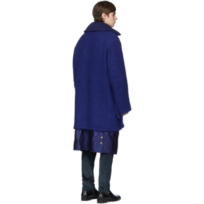 Shop Paul Smith Navy Boiled Wool Oversized Coat In 46 Blue