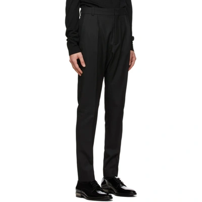 Shop Balmain Black Wool Drop Trousers In 0pa Noir