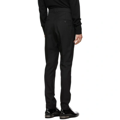 Shop Balmain Black Wool Drop Trousers In 0pa Noir